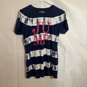 Riding Sport Tee Shirt Women's M Jump Hunter Jumper Eventing Navy Blue Stripe